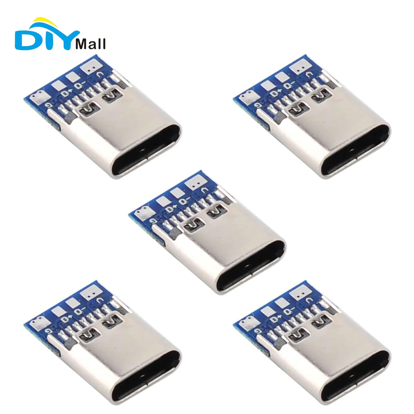 USB 3.1 Type C Connector Simple USB C Socket Breakout 14 Pin with Board Socket Female Solder Wires Fast Charging Interface