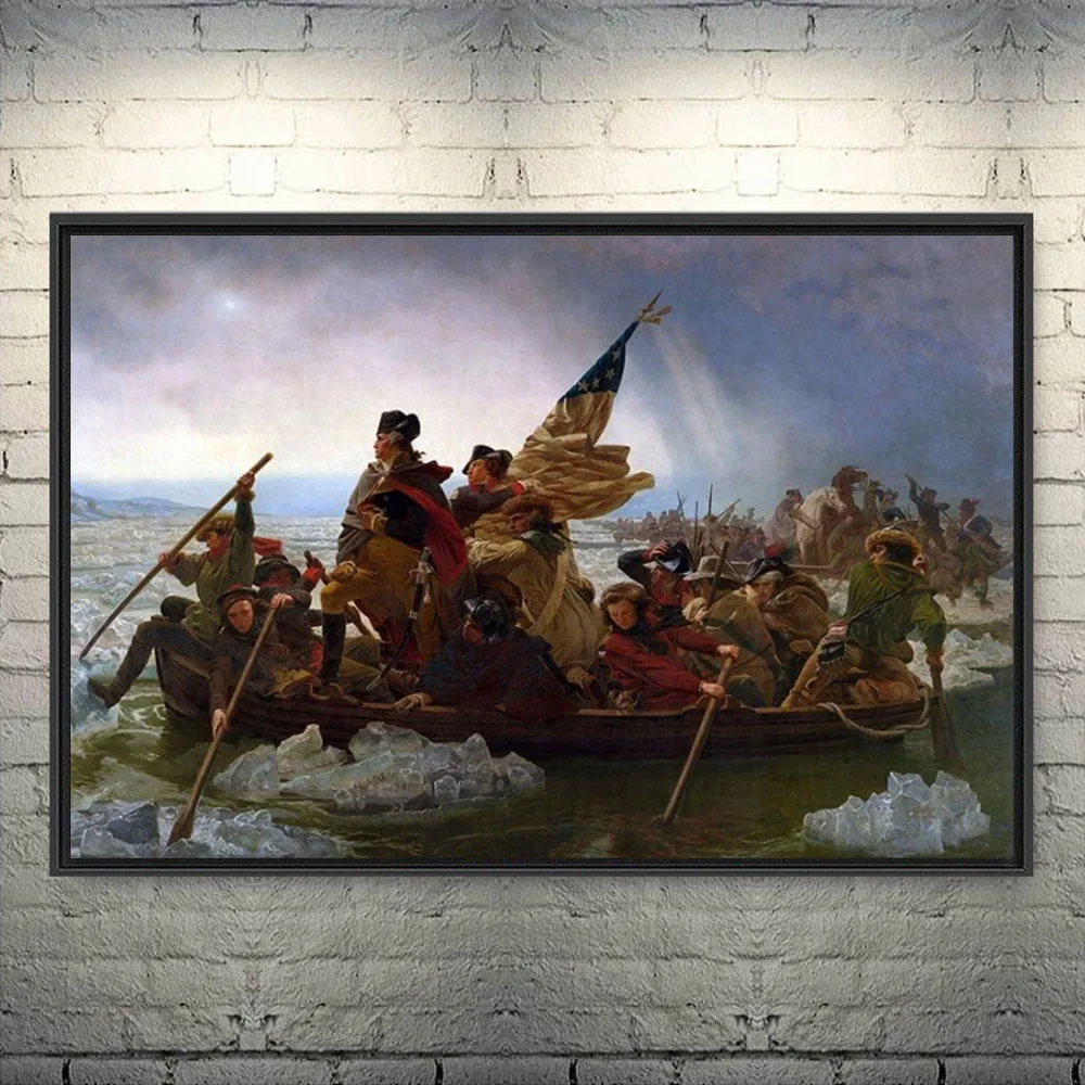 George Washington Crossing Delaware Revolutionary War Canvas Painting Wall Art Poster History Wall Bedroom Decor Unframed