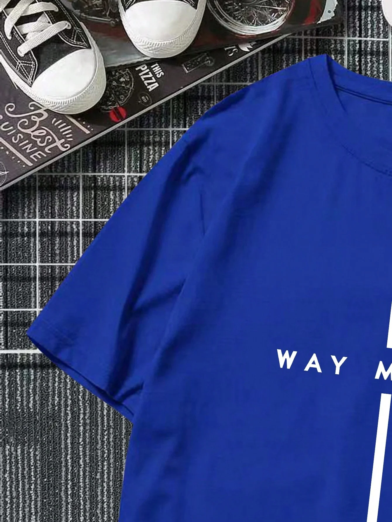 Men\'s 100% cotton summer loose size Fashionable WAY MAKER print slim fit casual sports round neck short sleeved T-shirt top