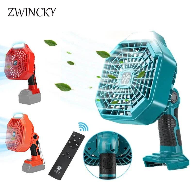 Portable Vertical Fan For Makita/Dewaltt/Bosch/Milwaukee/Ryobi/BlackDecker/Craftsman 14.4-18V Battery USB With Light Camping Fan