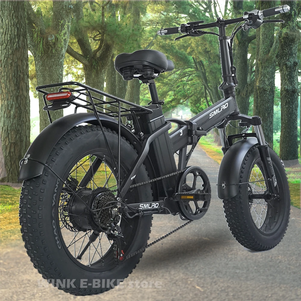 Electric Bike for Adults 1000W Motor 48V 15Ah Removable Battery 20inch Folding Fat Tire 40km/h Snow Mountain E-Bike