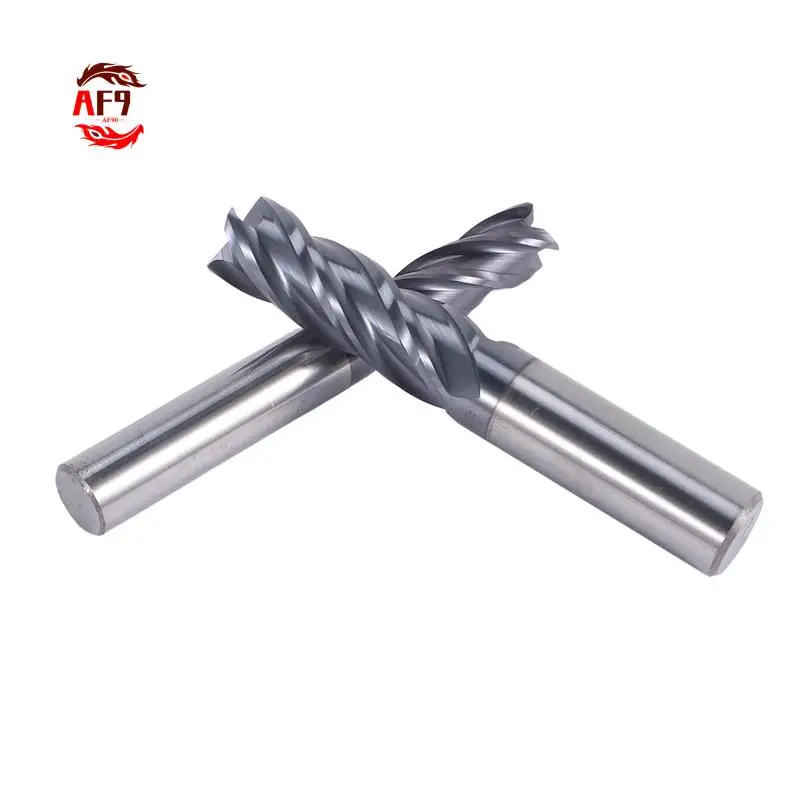 AF90-8 Pz 2-12Mm Fresa in metallo duro 4 Flauti Set di frese Kit di utensili per fresa Fresa in metallo duro CNC Punte per router a spirale