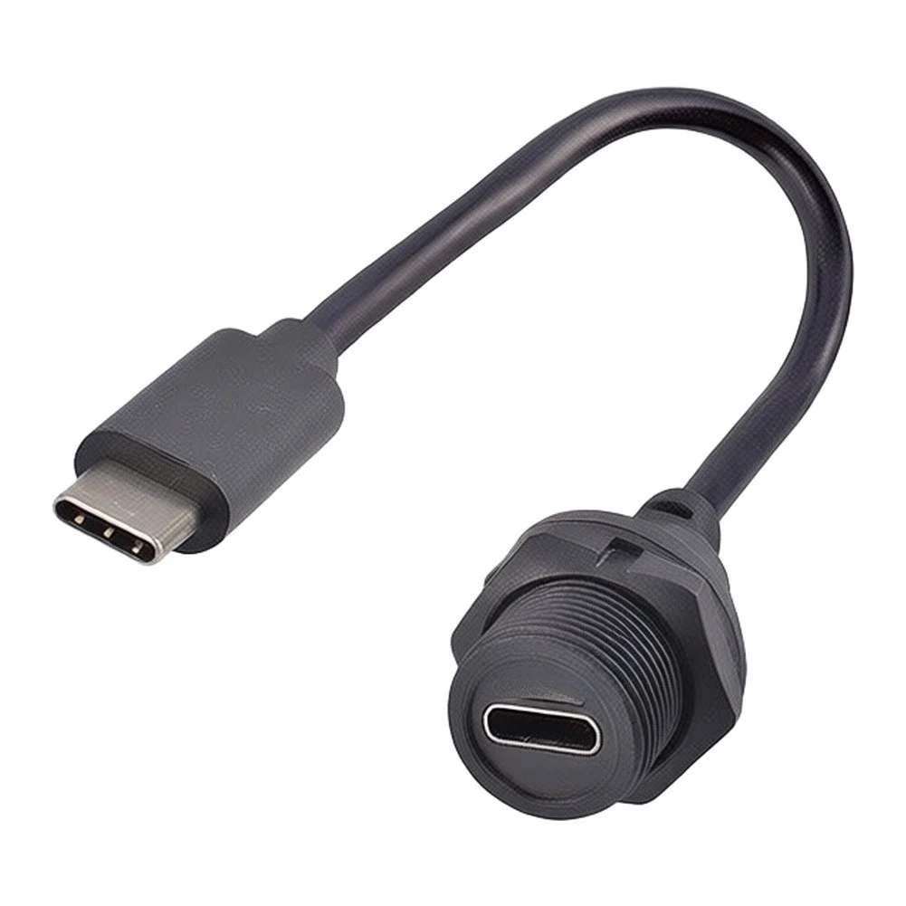 Threaded Type-C Circular Screw Panel Mount Connector Cable Chassis Mount Female Extension Cable Round Flush Panel Mount Bulkhead