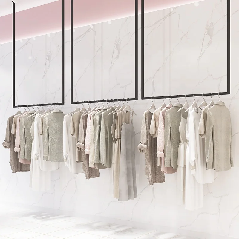 customized.Simple Wrought Iron Clothing Rack Clothing Store Display Rack Ceiling Wall Hanger Wall Hanging Hanger