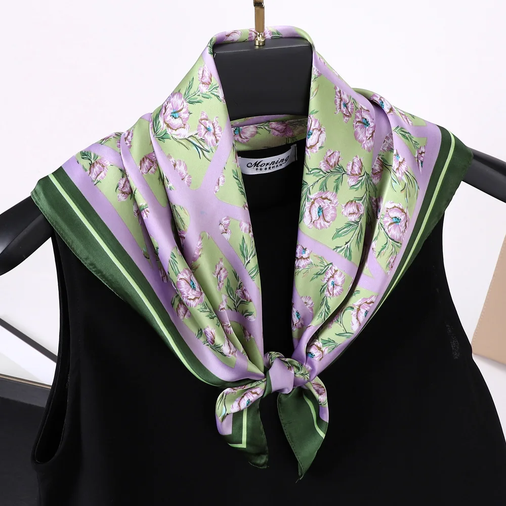 Luxury brand hot selling  printing  women  polyester square scarf handkerchief leopard printing women neckwear  wraps