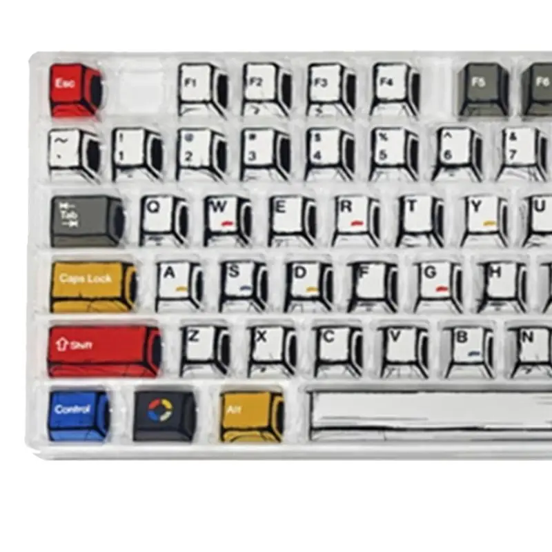 Comic Style Colorful Mixed Light Keycaps Machine Keycap Decoration 136Pcs Machine Keycaps