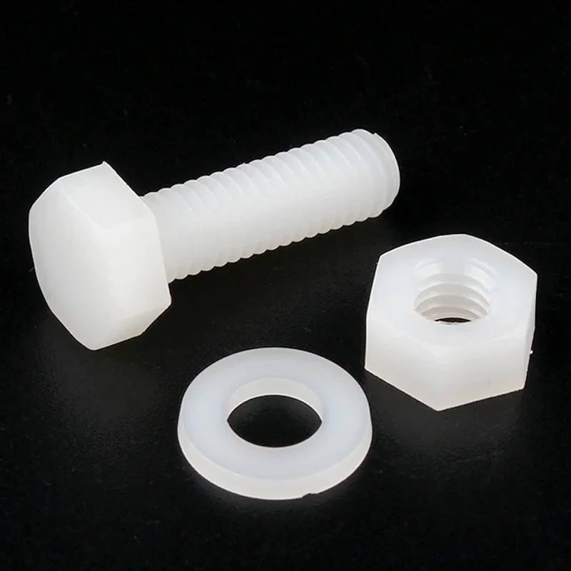 White Outer Hexagonal Nylon Screws Nuts Washer Metric Threaded Insulated Plastic Bolts Combination Set M3 M4 M5 M6 M8 5-100 Set