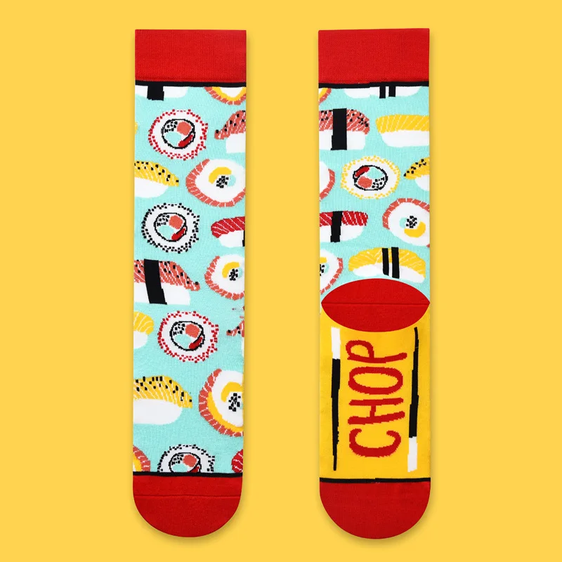 Chaussettes rouges en pur coton avec tube droit, chaussettes créatives et amusantes, Ins Tide Illustration, Nouveau