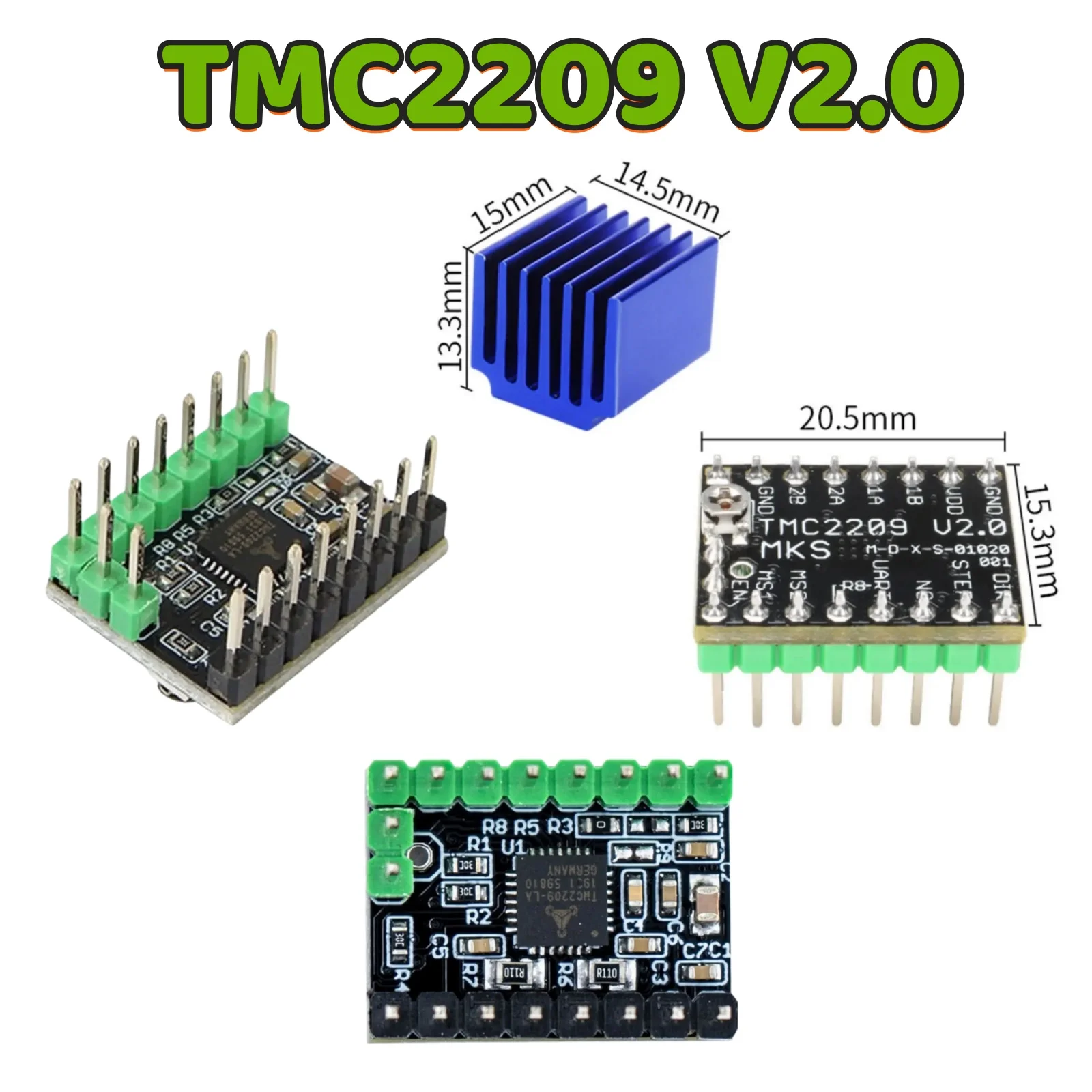 MKS TMC2209 V2.0 Stepper Motor Driver StepStick 2.5A UART Ultra Silent Replacement Parts for SKR V2.0 SGen_L Gen_L Robin Nano