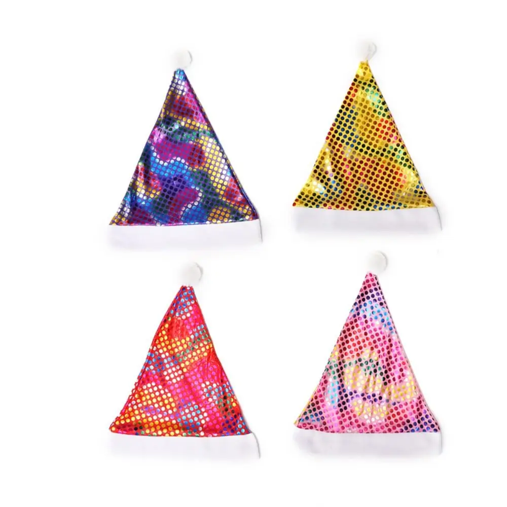 

Printed Beads Christmas Hat Merry Christmas Decoration New Year Dress Up Santa Claus Hat Korean Style Velvet Plush Beanie