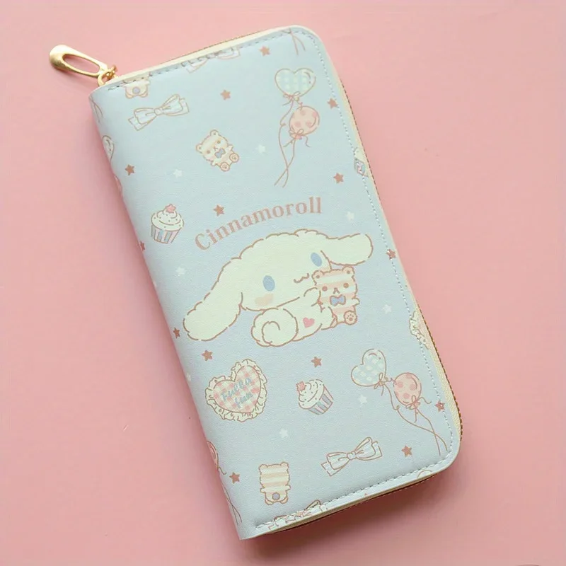 Kawaii Sanrio Cinnamoroll Anime Cartoon Long Wallet Cute Pu Casual Money Bag Card Holder Zipper Coin Purse Men Women Gifts