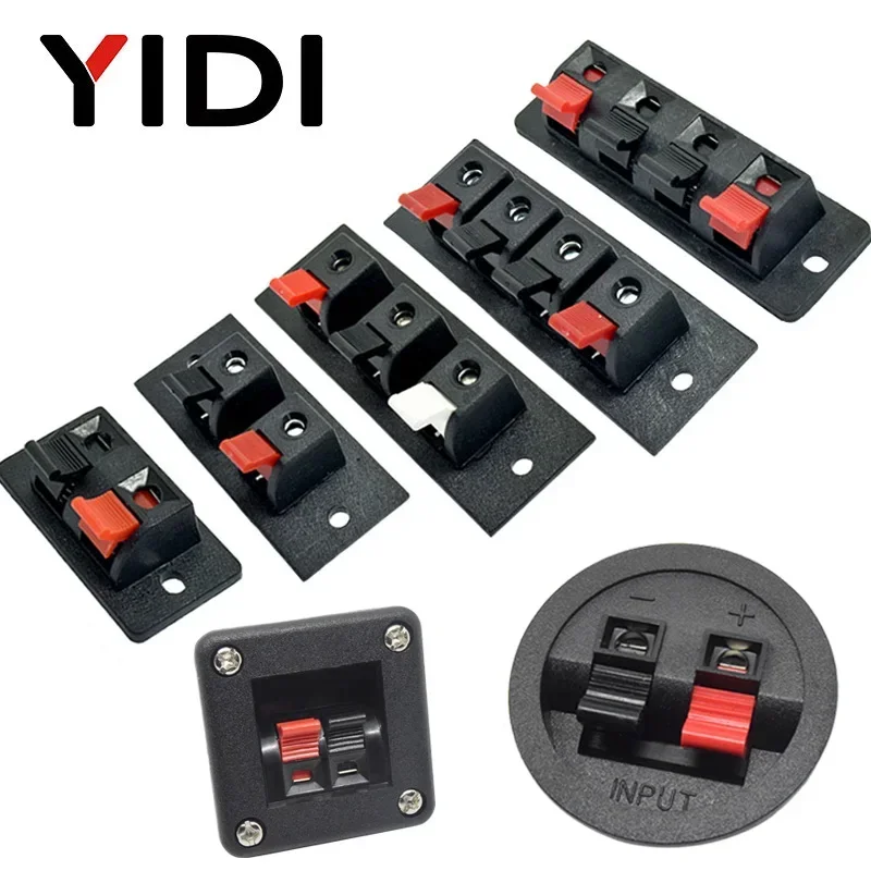 1pc 2 3 4 Position Poles Push in Jack Spring Wire Plug Socket Connector Load Audio Speaker Terminal Round Square Breadboard Clip