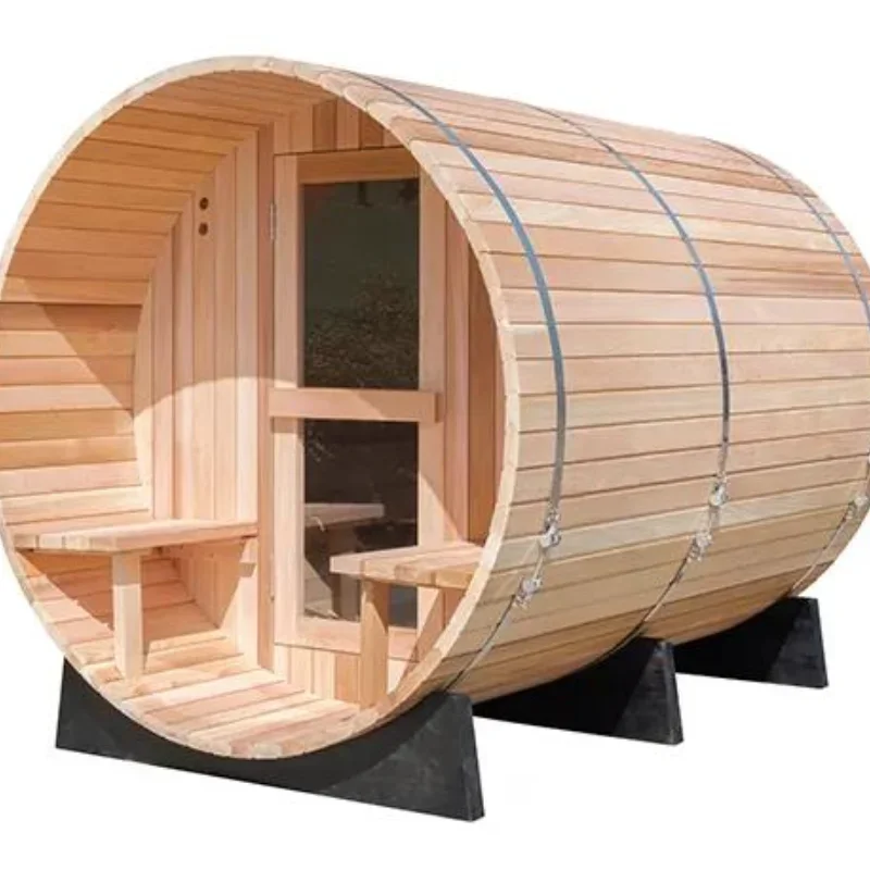 Outdoor Sauna Sweat Steaming Room round Wooden Barrel Rainwater Proof Steam Oven Far Infrared Far Infrared Saunas