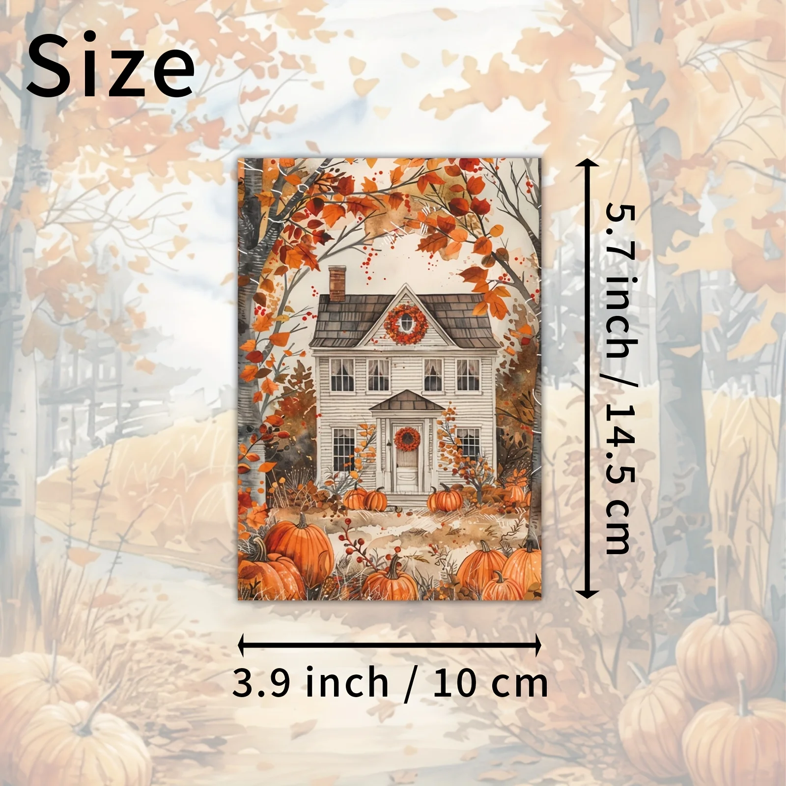 20pcs rural style autumn Thanksgiving pumpkin maple leaf postcards, suitable for scrapbooking and handmade crafts
