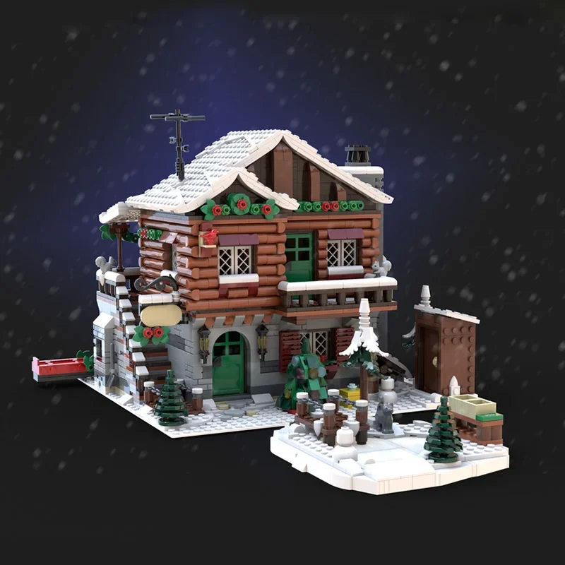 christmas house train holiday season bricks santa xmas noel cottage blocks natale cabin winter village moc weihnachten navidad