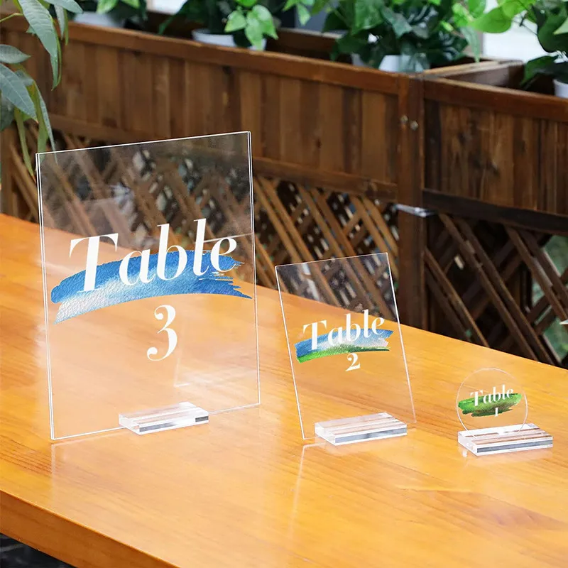 

Transparent Acrylic Wedding Sign Stand Card Fixing Bracket Base Plate Acrylic Table Card Conference Table Number Slot Bracket