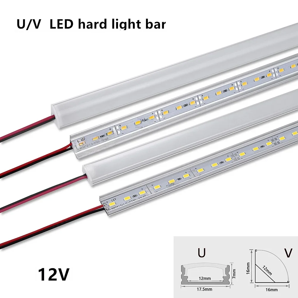 Aluminiowa sztywna listwa świetlna LED DC12V 50CM 20 cali w kształcie litery U/V 5730 36 diod LED kanał aluminiowy LED oświetlenie dekoracyjne do