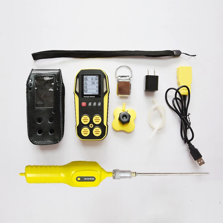 Handheld pumping type up to 5 gas analyzer NO2 NH3 CH4 H2S CO O2 N2 LEL portable multi gas monitor detector