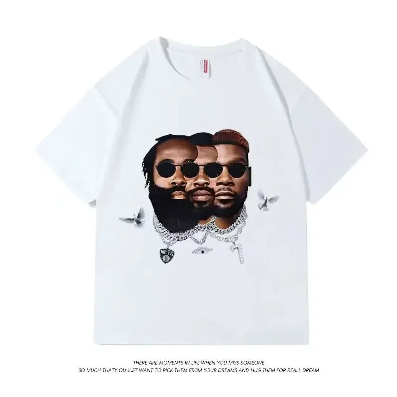 Durant Irving Harden American printed cotton short sleeve T-shirt men's and women's fashion brand NBA street retro niche top