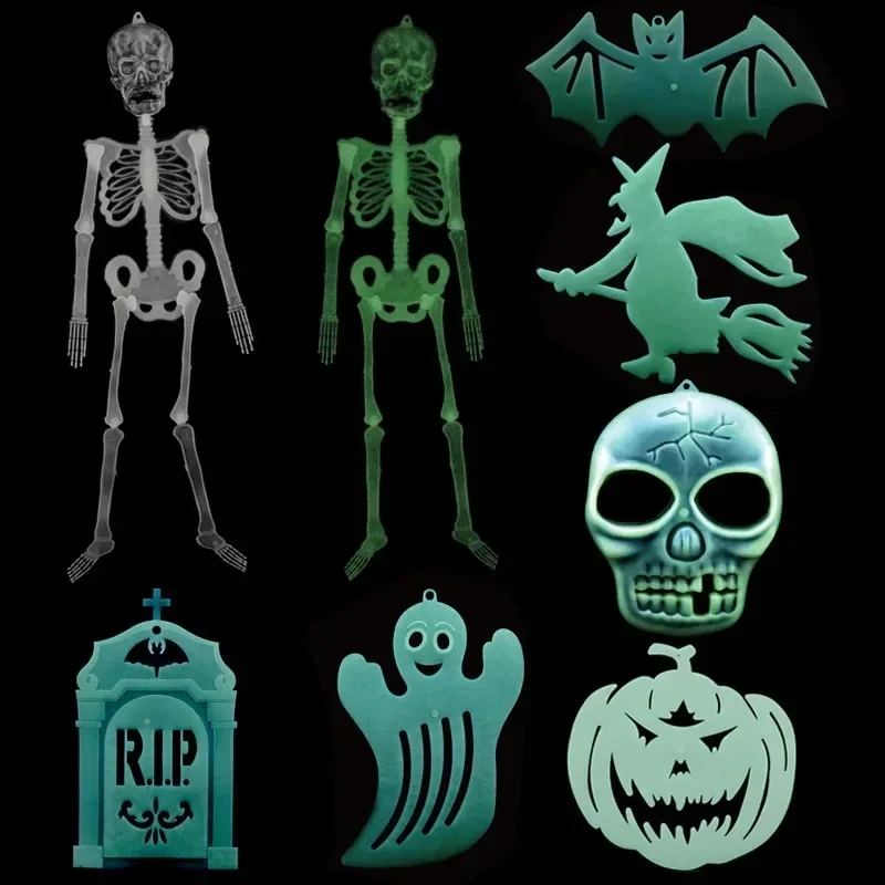 Luminous Halloween Skeleton Lighted Up Ghost Halloween Outdoor Yard Door Decor Hang Human Body Skeleton Decorations