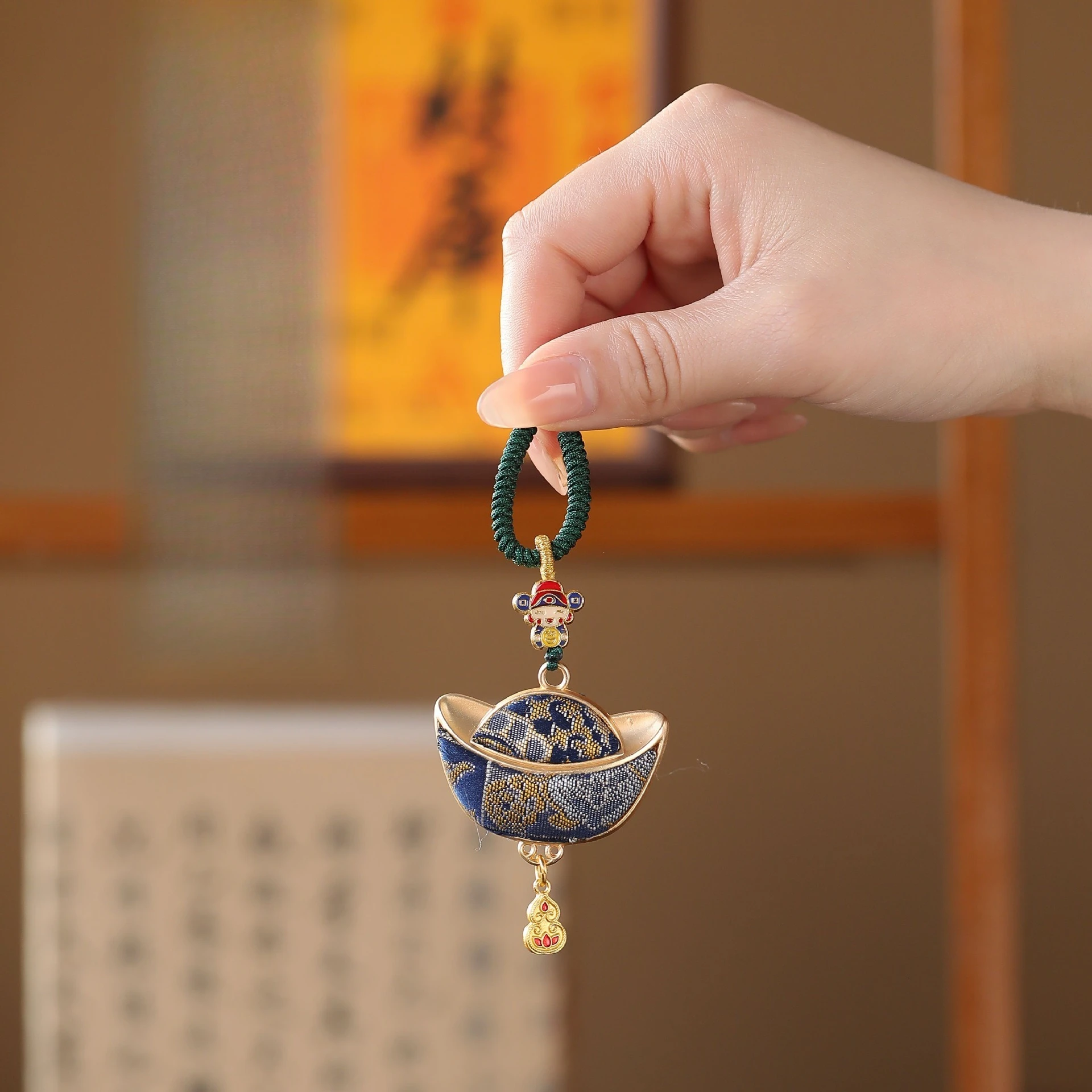 Cz yuanbao pendant song brocade bag pendant brocade fabric lai cai pendant