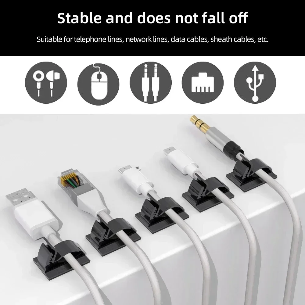 Adhesive USB Cable Organizer Car Wire Clip Fixer Holder Adjustable Cable Management Mount Clamp Network Office Car Cord Winder view 2