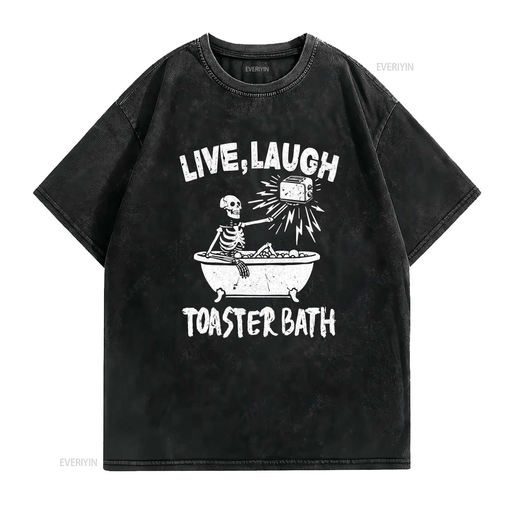 Live Laugh Toaster Bath T Shirt Dark Humor Funny Premium Ultra Soft long or short sleeves vintage Washed Casual Versatile