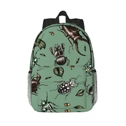 Colored Beetle Pattern - Insect Collection Backpacks Teenager Bookbag Casual Children School Bags Laptop Rucksack Shoulder Bag