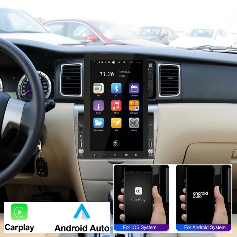 Car Radio Android 2Din Vertical Touch Screen 10.1‘’ Universal Smart Central Multimedia Carplay Wireless Autoradio FM Navigation