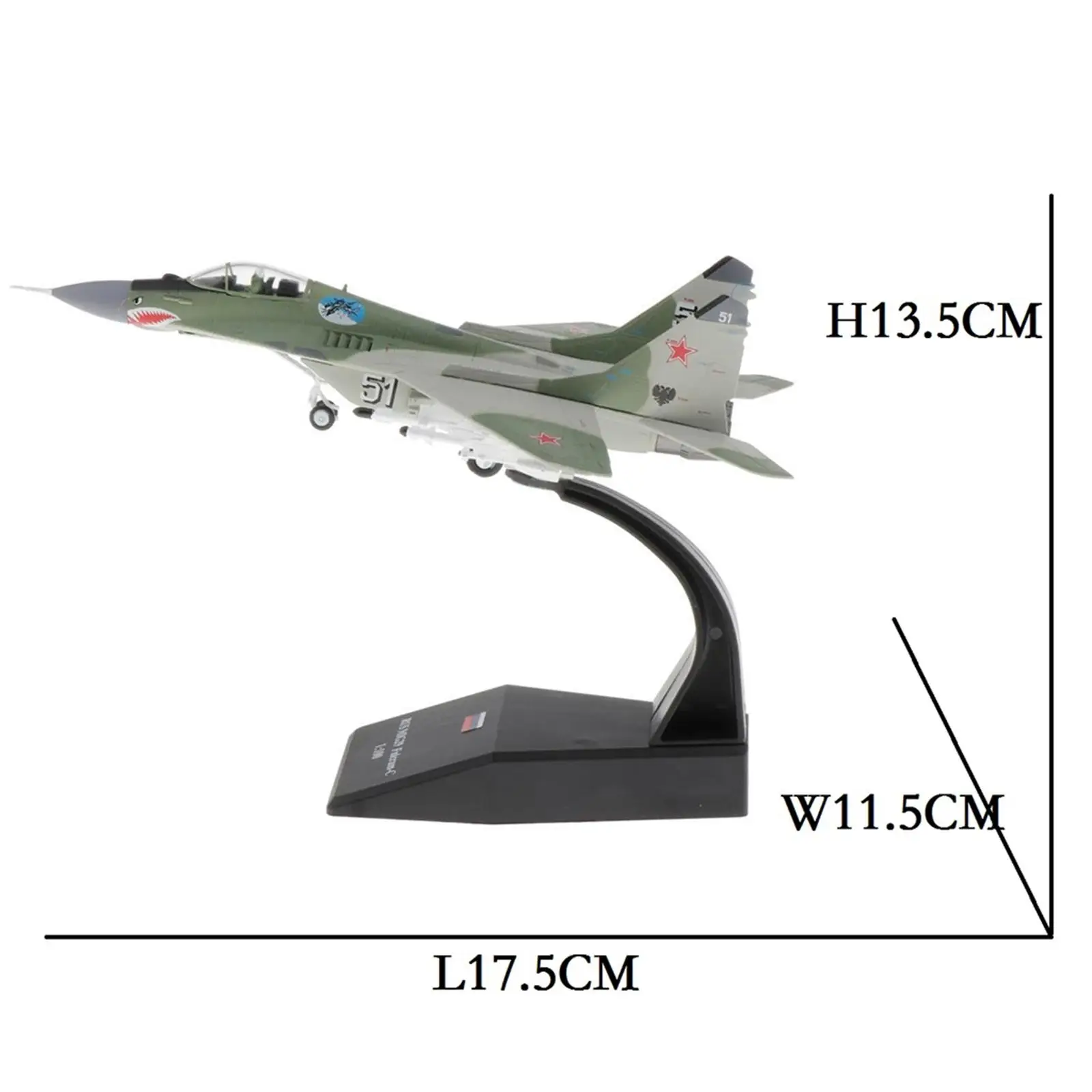 1/100 Scale MIG-29 Russian Fighter Diecast Aircraft Display Model with Stand Metal Fighter Military Plane Model Collection Gift