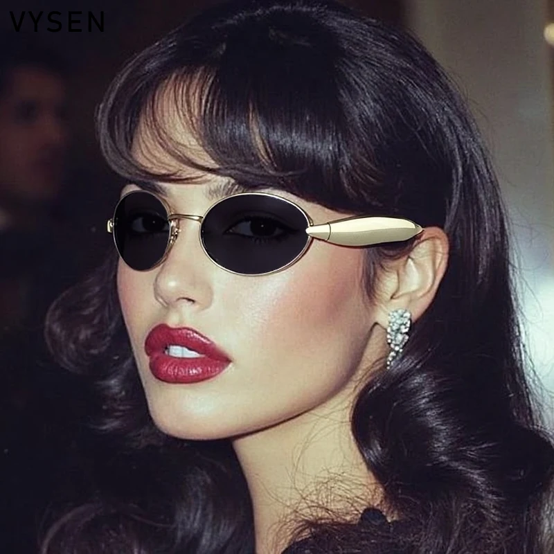 Small Frame Oval Steampunk Women Sunglasses 2025 Luxury Brand Vintage Metal Driving Shades Classic Outdoor Sexy Sun Glasses