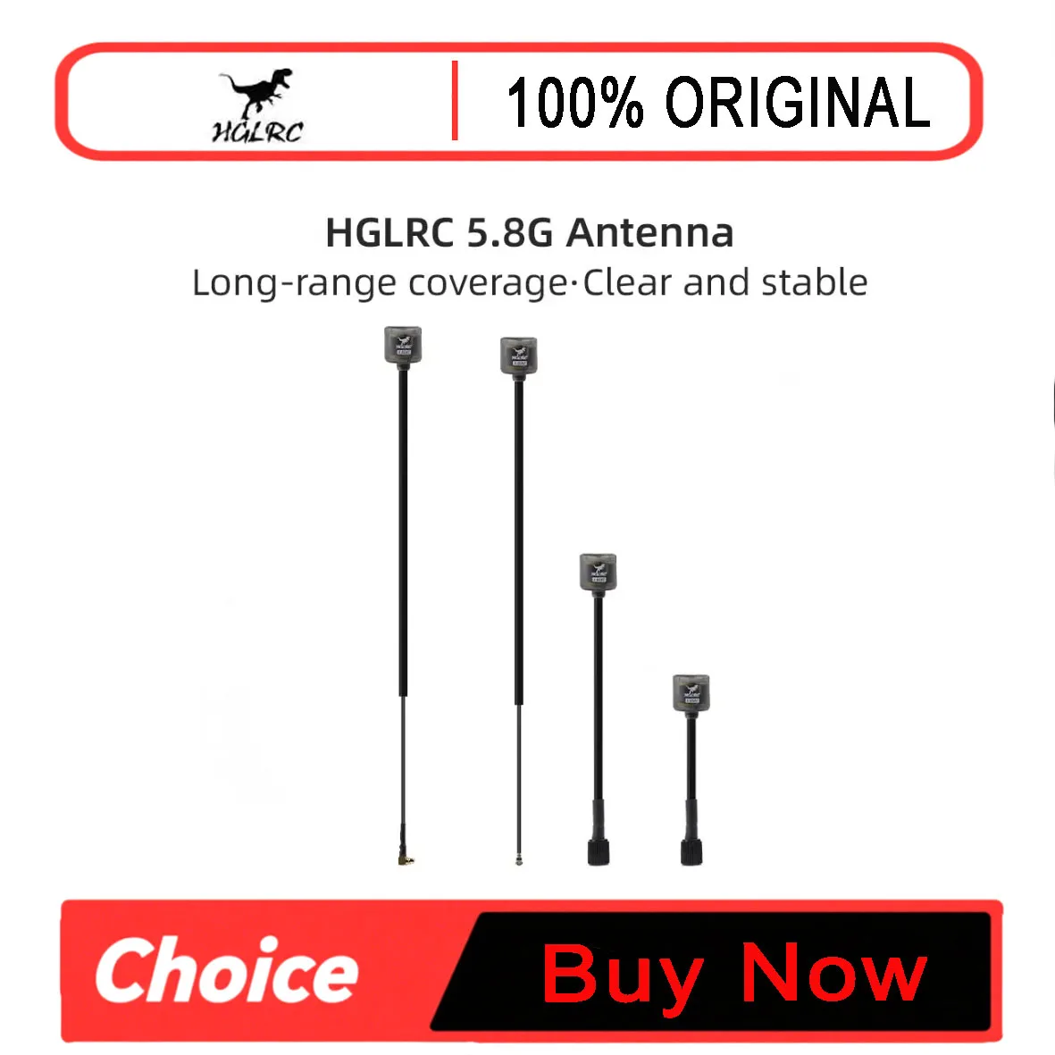 HGLRC 5.8GHz Omnidirectional FPV Antenna Compatible with SMA / UFL/ MMCX Connectors High Gain Long Range for FPV Drones