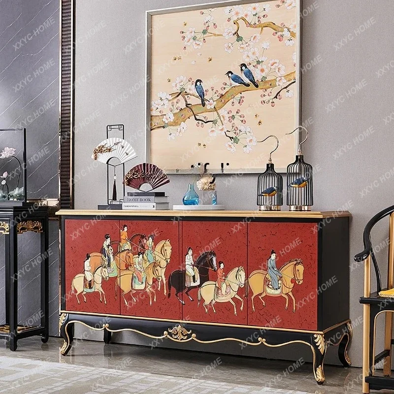 غرفة معيشة صينية حديثة، طاولة جانبية، تخزين أمريكي فرنسي، خزانة ديكور للمدخل #3