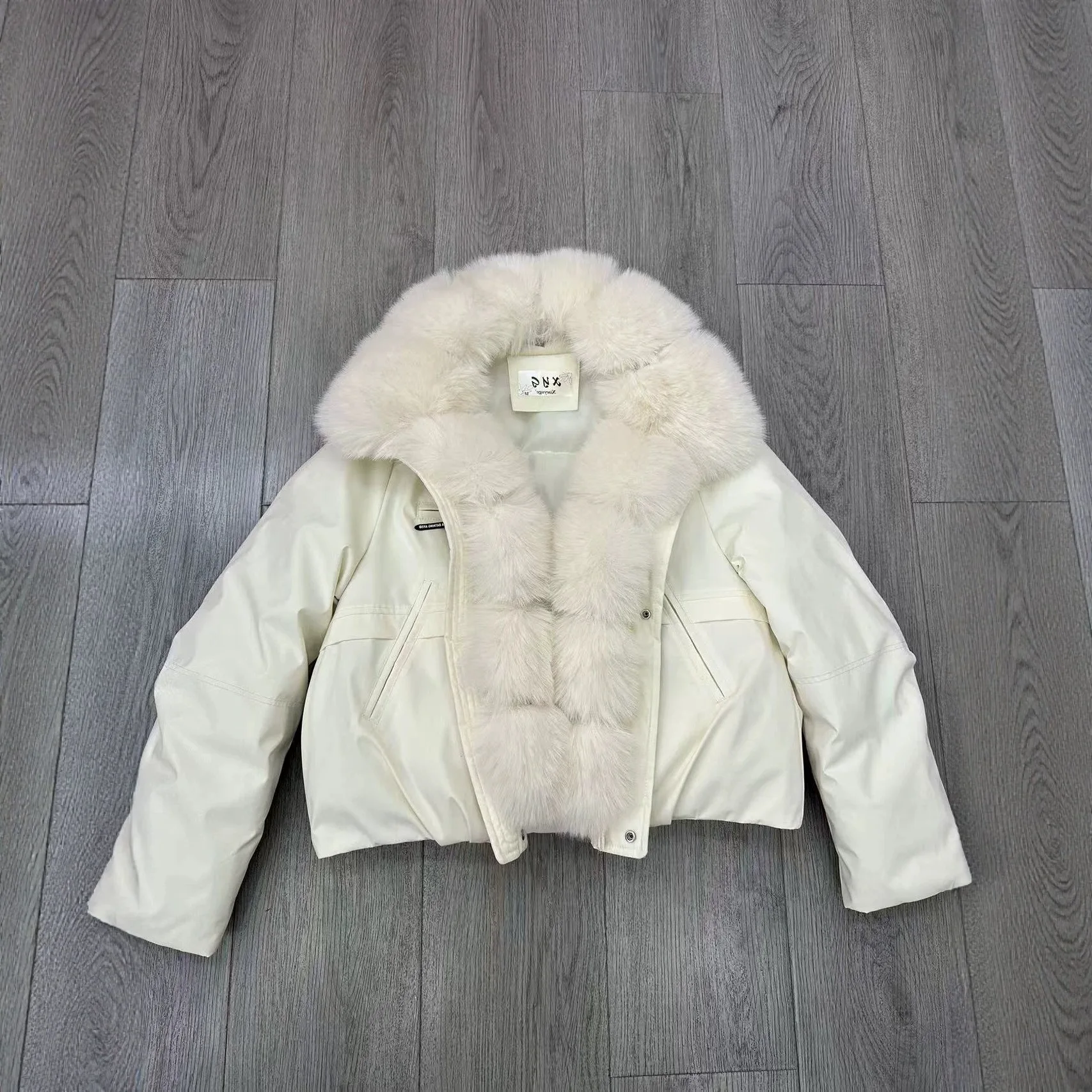 Women's Large Faux Fur Collar Cropped Cotton Coat Zip Up Loose Warm Windproof Elegant Versatile Casual Daily Wear Padded Jacket 4