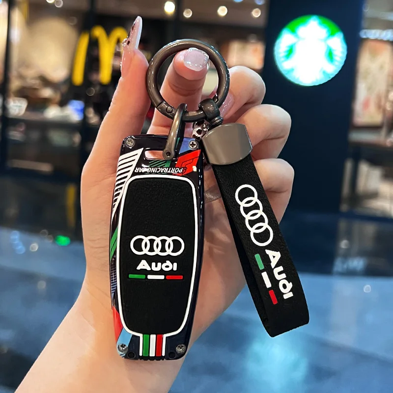 Racing Series Car Smart Remote Key Case Cover Shell For Audi Q8 RSQ8 A6 C8 S6 RS6 A7 S7 RS7 A3 8Y A8 D5 4N RS E-tron GT Q4 Q7 4M