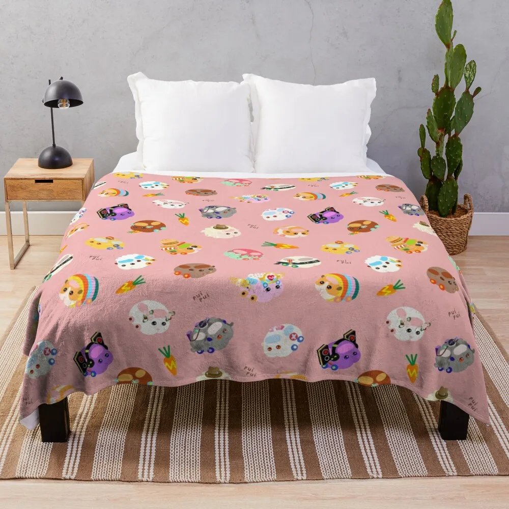 

Pui Pui Molcar Assorted Characters Toss Design - Pink Throw Blanket funny gift Soft Plush Plaid Giant Sofa Blankets