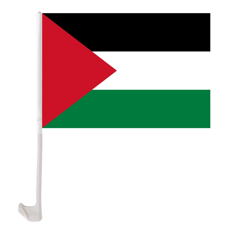Xvggdg علم سيارة فلسطين 30x45 سنتيمتر راية بوليز مع عمود العلم البلاستيكي 45 سنتيمتر أعلام نافذة السيارة الفلسطينية