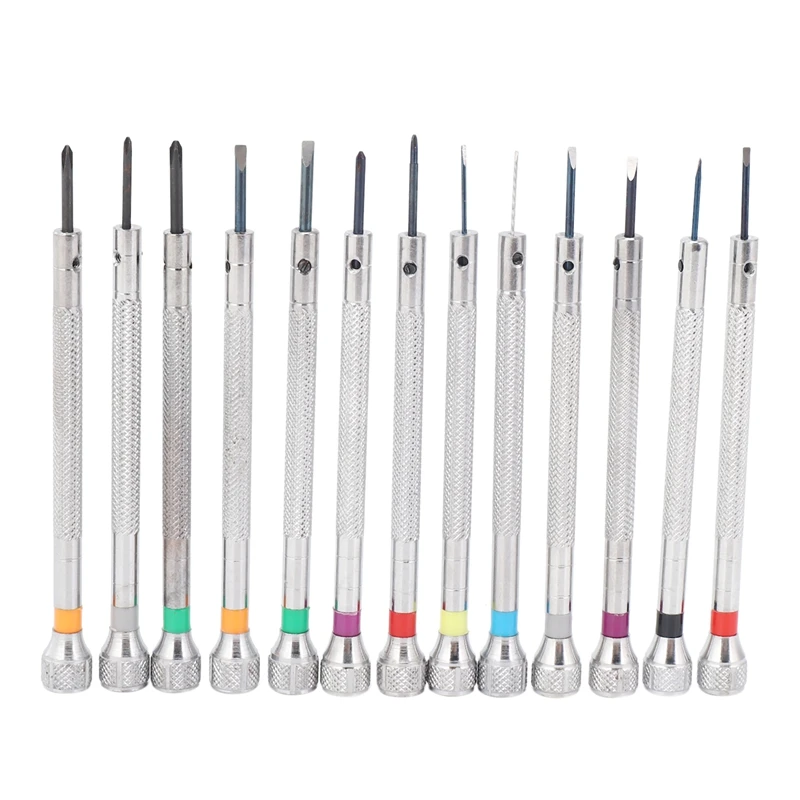 

0.6Mm-2.0Mm 13Pcs New Watchmakers Screwdrivers Set Watch Glasses Flat Blade Assort Slotted Flat Screwdrivers Set, Jewellers Watc