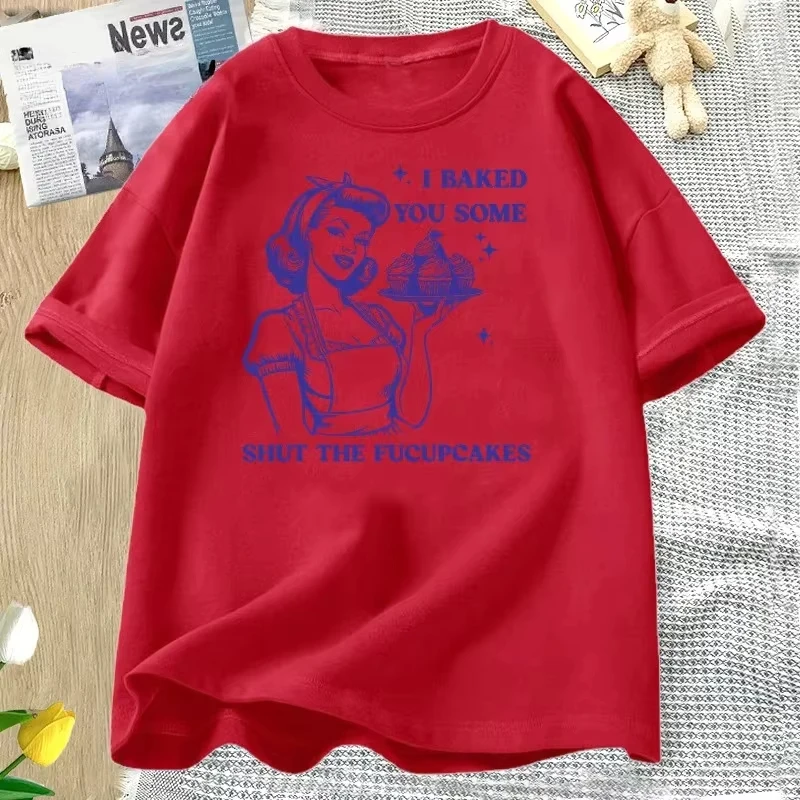 لقد خبزتك بعض اغلاق الكعك تي شيرت المرأة مضحك الخبز الخبازين تي شيرت ربة منزل أمي الأمهات التي شيرت عادية تيز Y2K #5