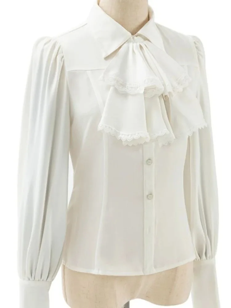 

Camisas De Mujer 2021, японские блузки, женская одежда, белые рубашки с длинными рукавами, винтажная элегантная блузка с бантом в стиле Лолиты, топы