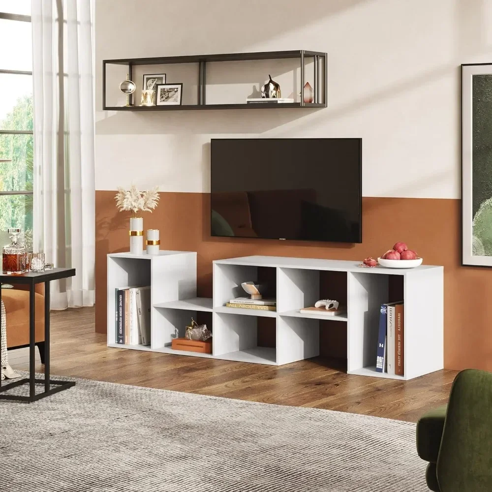 TV Stand for 65 75 inch TV, Modern Entertainment Center with Storage Shelves, Media Console Bookshelf for Living Room