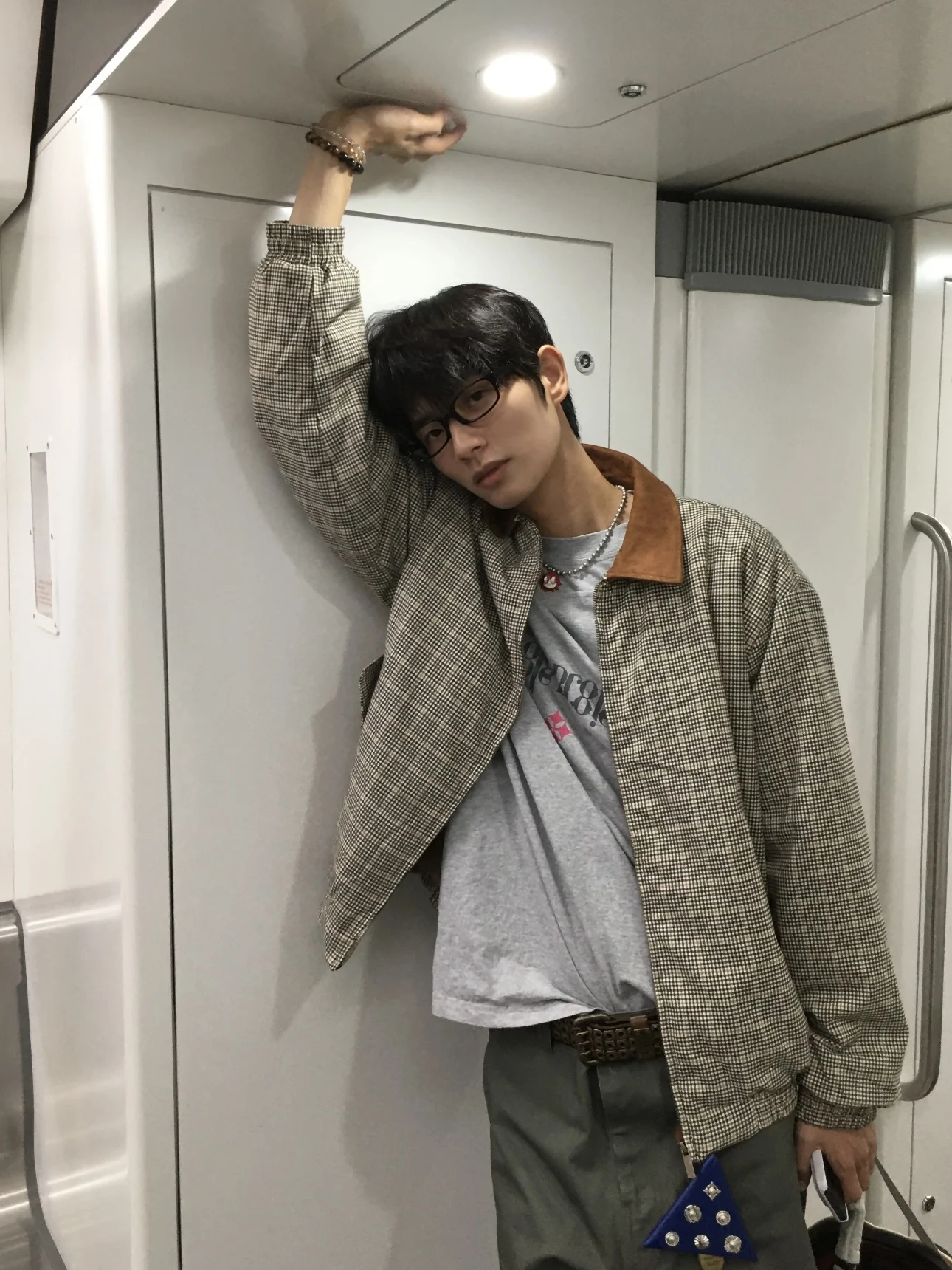 

Retro American Plaid Color Blo Collar ort Wide Jaet Men's Casual Autumn Winter Versatile Design Harris Tweed Outerwear