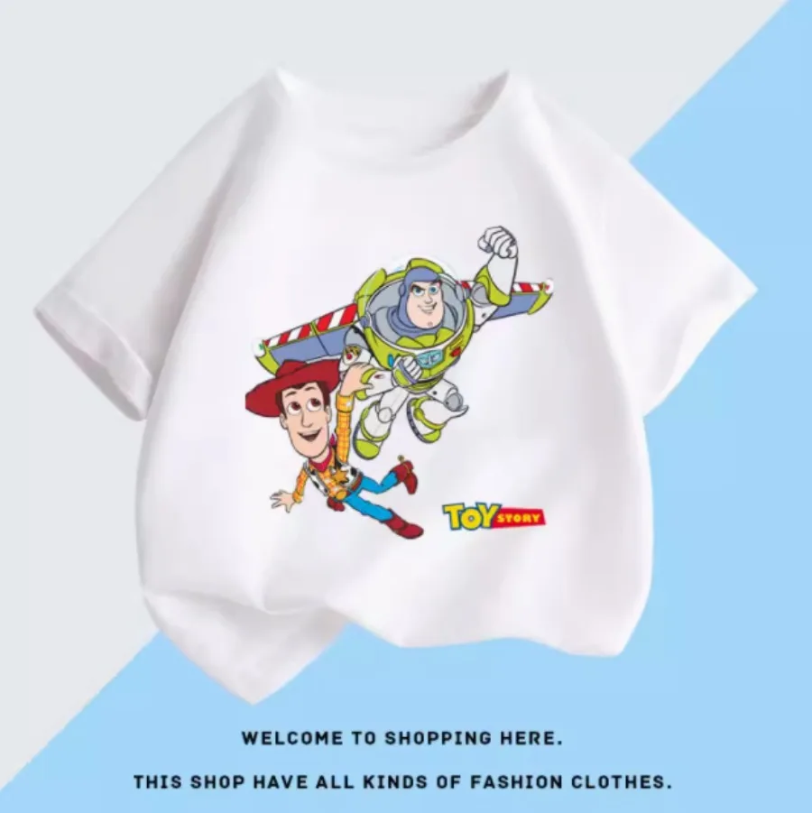 Toy Story Children T Shirt Woody Buzz Lightyear Clothes Kawaii Short Sleeve Anime Cartoon Kids Boys Girls T-shirt Casual Tee Top