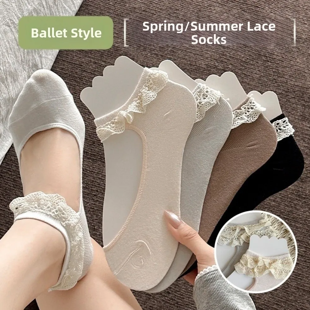Hosiery Lace Frill Boat Socks Ruffled Trim Thin Ankle Socks Jk Lolita Breathable Low Cut Socks Daily