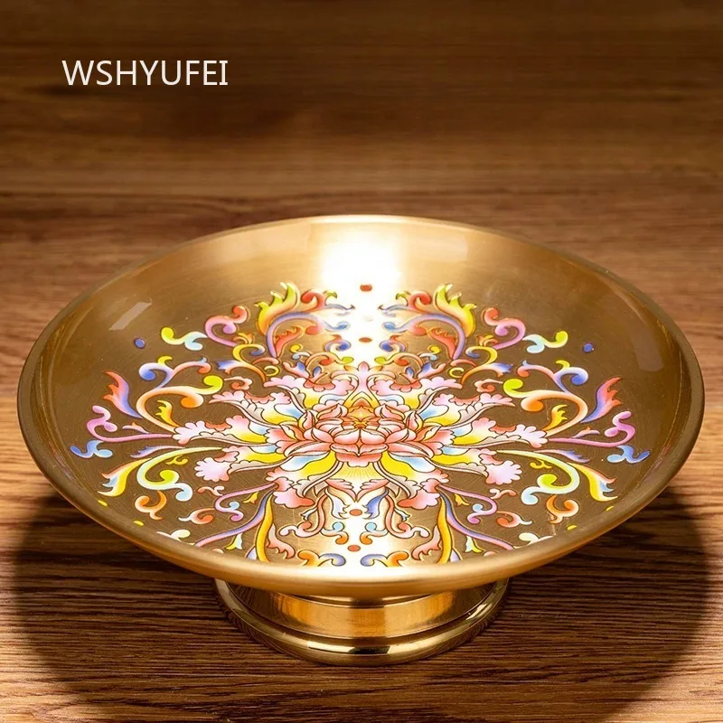 

Metal Fruit Tray Household Offering High Footed Plates Lotus Fruit Plate Buddhist Hall Tribute Plate Buddhist Religious Supplies