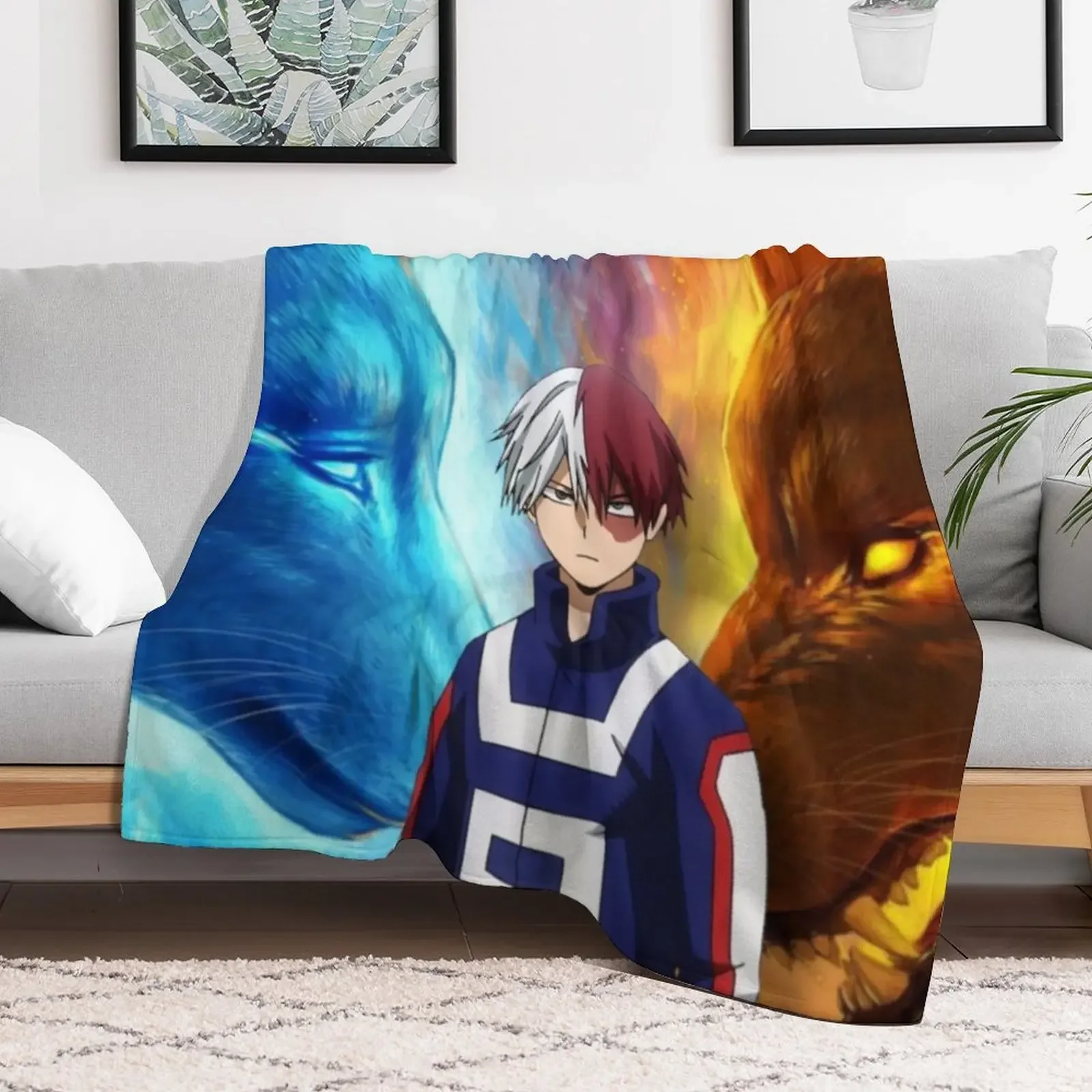 Todoroki Fire and Ice Throw Blanket Kid'S Designers Blankets