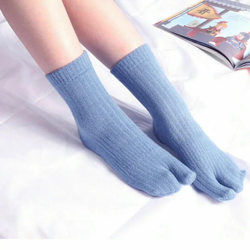 5 Pairs Japanese Style Kimono Tabi Toe Socks Imitation mink plush Women Split Toe Socks Deodorant Separate Flip Flop Two Fingers