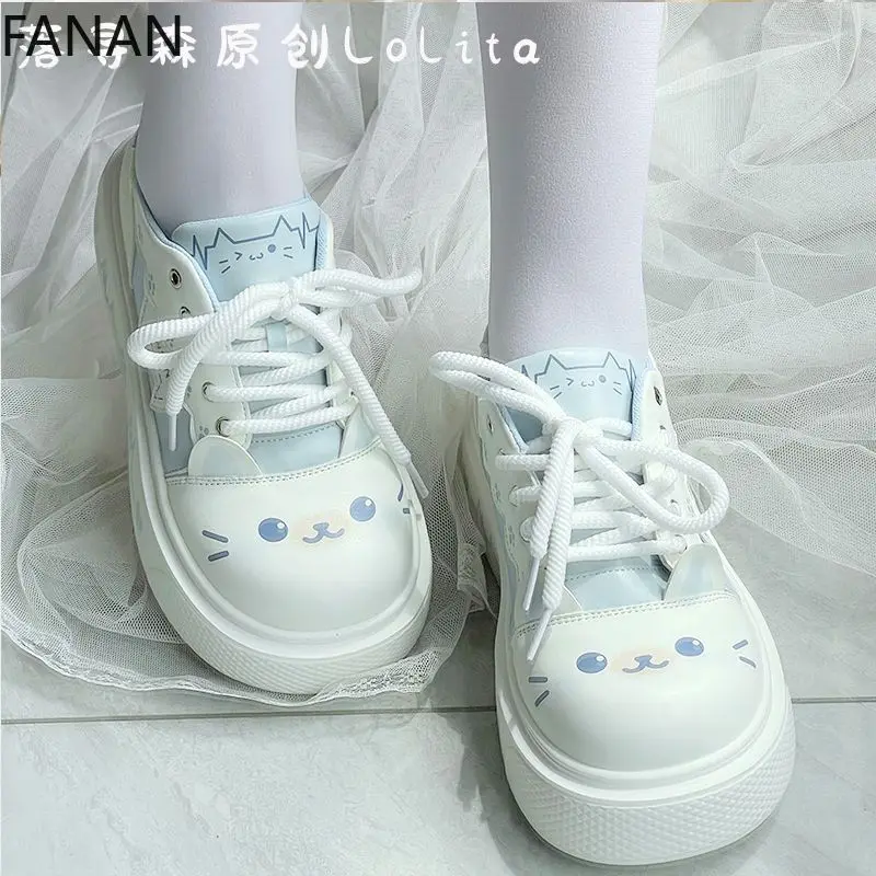 Low Heels Casual Sneakers Japanese Sweet Cute Running Casual Breathable Women's Shoes Pumps Cartoon Student Platform Shoes