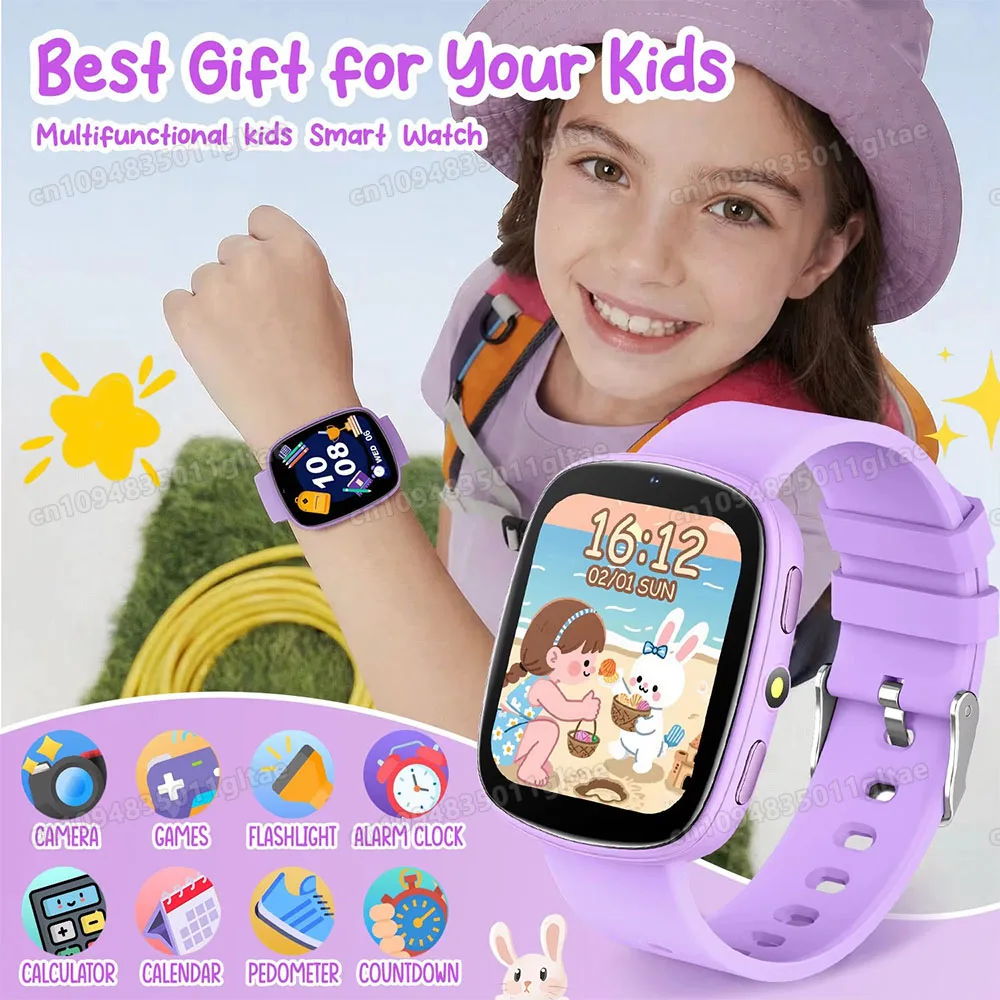 

Детские смарт-часы 2026 с HD-экраном 1,83 дюйма, камерой, 22 увлекательными играми, монитором сна, будильником, калькулятором. Подарки для детей.