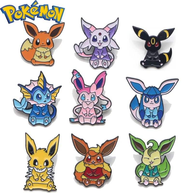 

Pokemon Eevee Sylveon Glaceon Espeon Metal Brooch Anime Backpack Badge Clothing Chest Bag Pin Decoration Toy Children Gifts